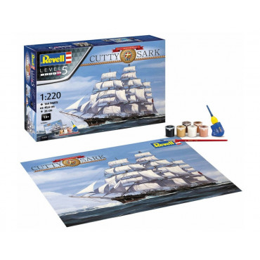 KIT PARA MONTAR REVELL BARCO CUTTY SARK EDIÇÃO COMEMORATIVA 150 ANOS 1/220 NÍVEL 5 164 PEÇAS COMPLETO COM TINTAS COLA E PINCEL REV 05430